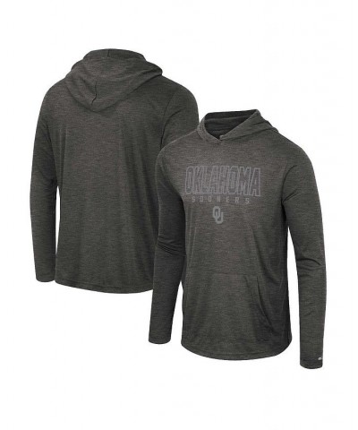 Men's Heather Black Oklahoma Sooners Slub Long Sleeve Hoodie T-shirt $36.39 T-Shirts