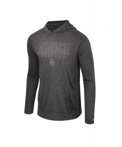 Men's Heather Black Oklahoma Sooners Slub Long Sleeve Hoodie T-shirt $36.39 T-Shirts