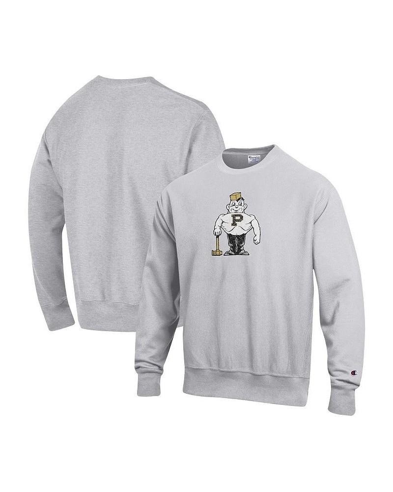 Men's Heathered Gray Purdue Boilermakers Vault Logo Reverse Weave Pullover Sweatshirt $43.34 Sweatshirt