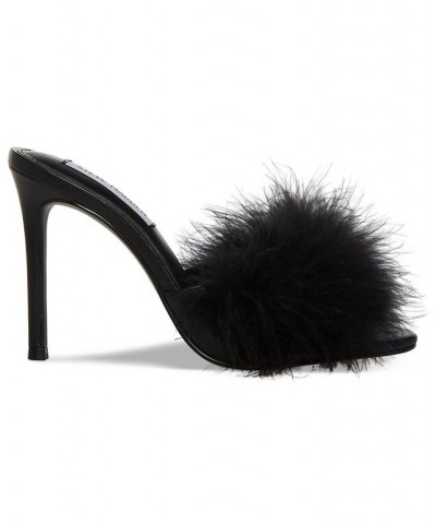 Women's Spin Feathered Dress Sandals Black $35.82 Shoes