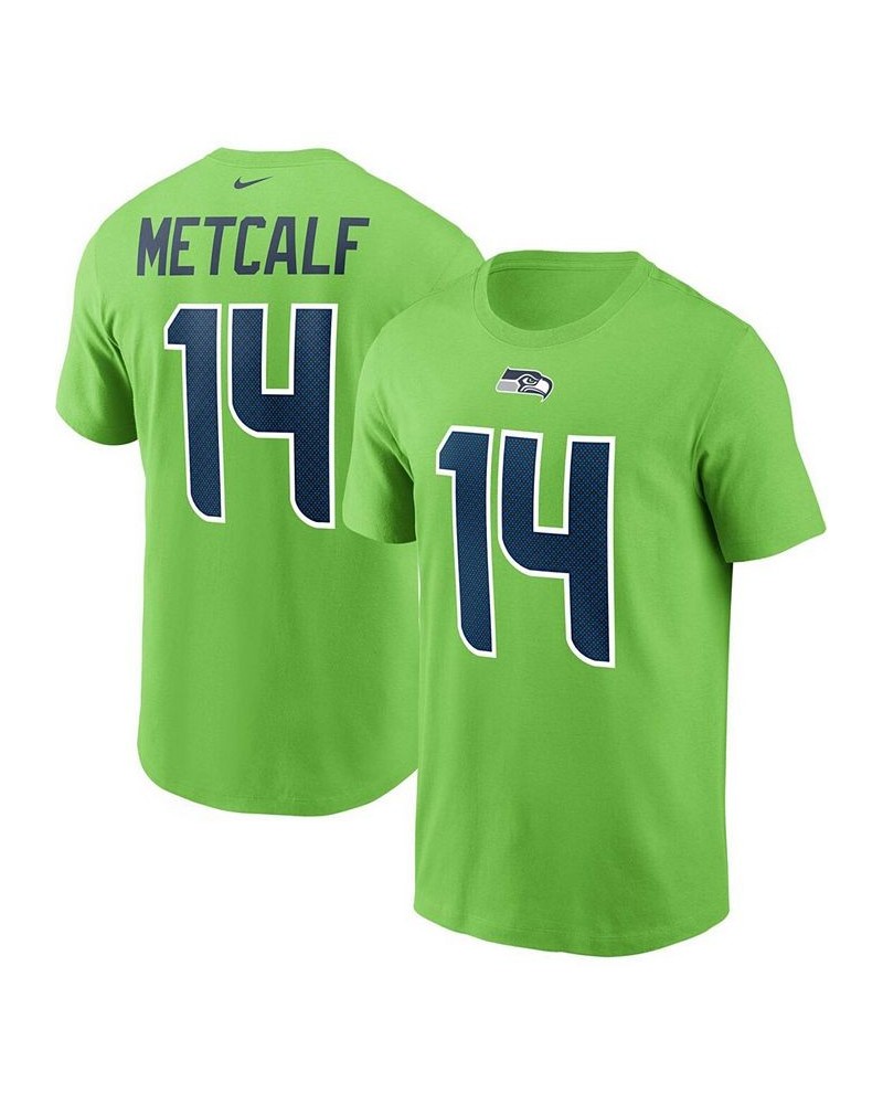 Men's DK Metcalf Neon Green Seattle Seahawks Name and Number T-shirt $17.60 T-Shirts