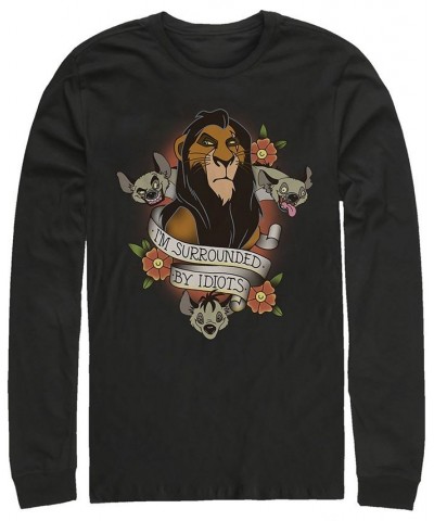 Disney Men's Lion King Scar Surrounded by Idiots Tattoo, Long Sleeve T-Shirt Black $18.00 T-Shirts