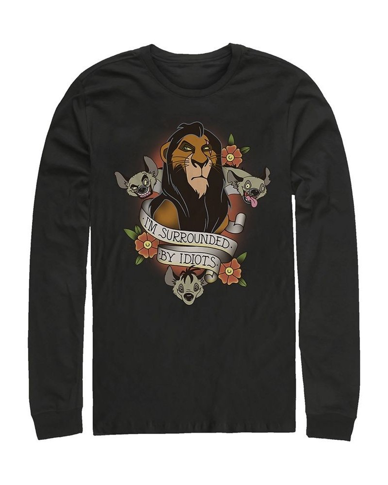 Disney Men's Lion King Scar Surrounded by Idiots Tattoo, Long Sleeve T-Shirt Black $18.00 T-Shirts