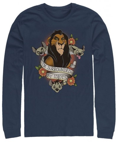 Disney Men's Lion King Scar Surrounded by Idiots Tattoo, Long Sleeve T-Shirt Black $18.00 T-Shirts