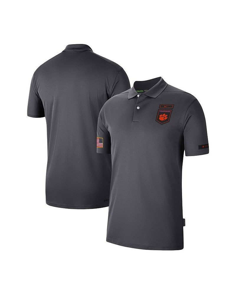 Men's Anthracite Clemson Tigers Victory Military-Inspired Appreciation Performance Polo Shirt $40.55 Polo Shirts