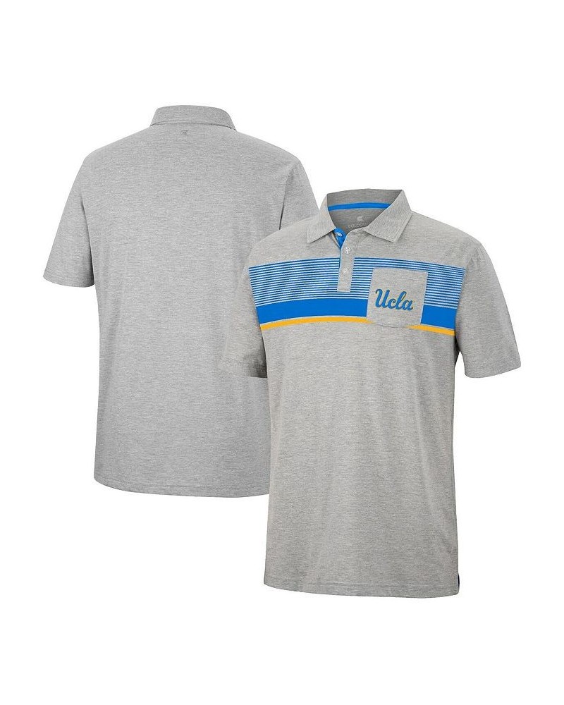 Men's Heathered Gray UCLA Bruins Golfer Pocket Polo Shirt $32.99 Polo Shirts