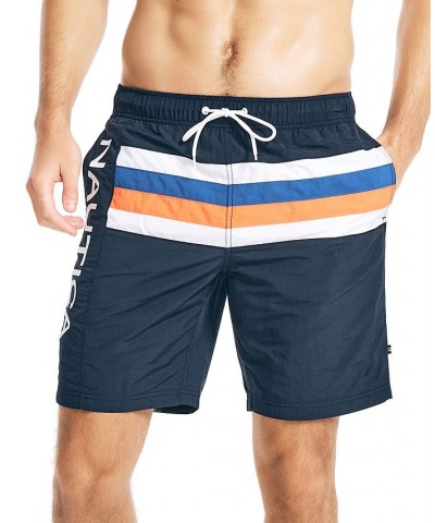 Men's 8" Striped Colorblocked Quick-Dry Swim Shorts Blue $25.58 Swimsuits