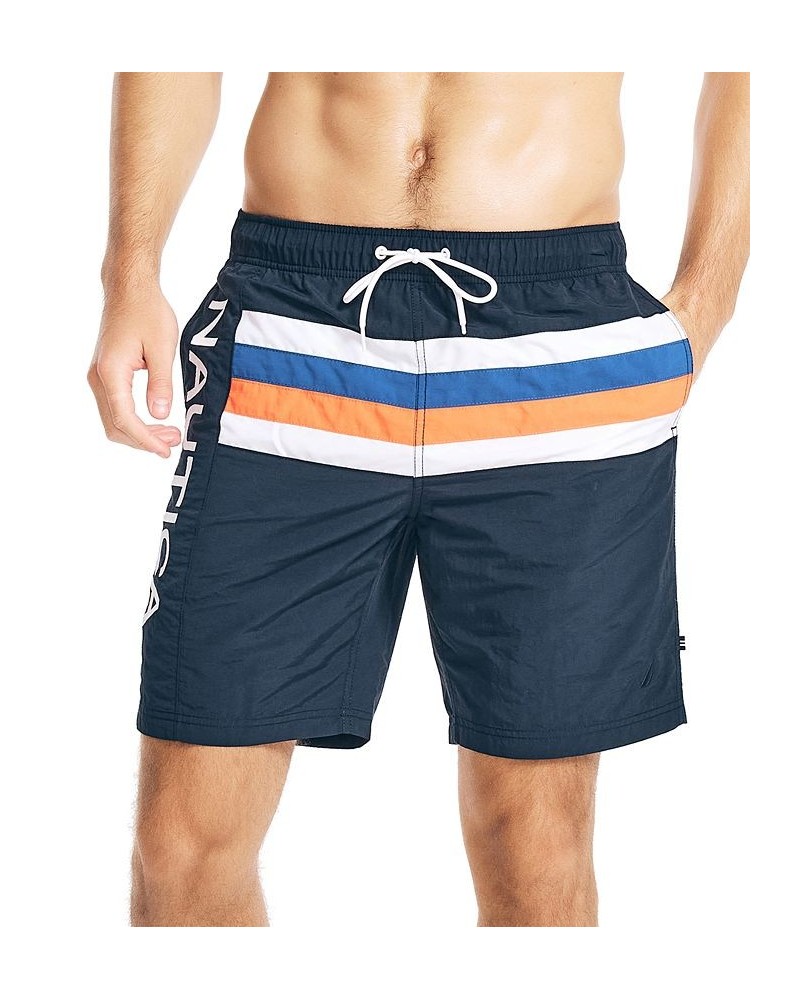 Men's 8" Striped Colorblocked Quick-Dry Swim Shorts Blue $25.58 Swimsuits