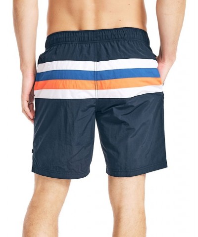 Men's 8" Striped Colorblocked Quick-Dry Swim Shorts Blue $25.58 Swimsuits