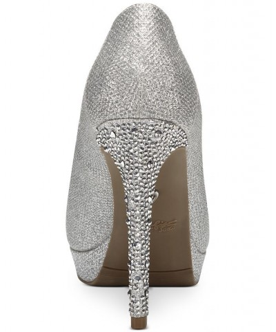 Women's Lenna Beaded-Heel Pumps Silver $18.74 Shoes