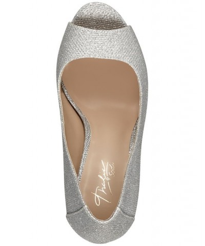 Women's Lenna Beaded-Heel Pumps Silver $18.74 Shoes