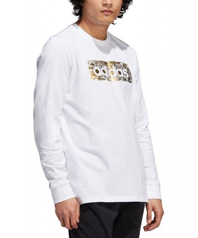 Men's Metallic Liquid Logo Graphic Long-Sleeve T-Shirt White $18.00 T-Shirts