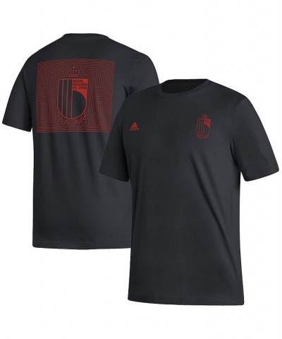 Men's Black Belgium National Team Pattern Crest T-shirt $21.59 T-Shirts