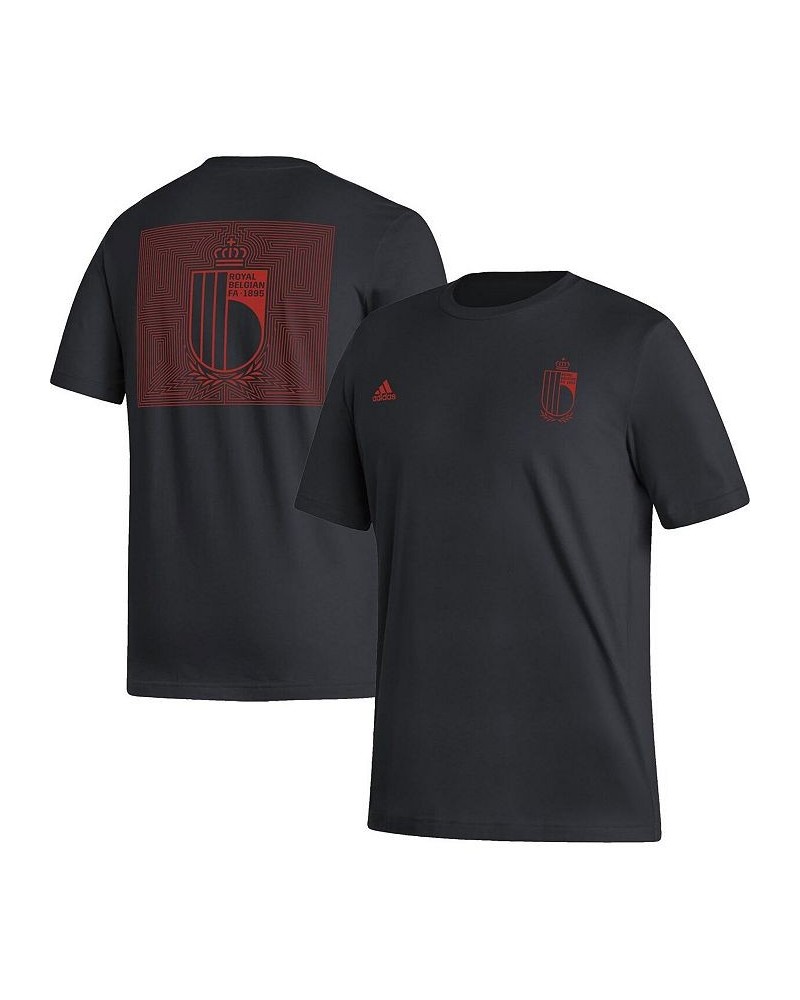 Men's Black Belgium National Team Pattern Crest T-shirt $21.59 T-Shirts