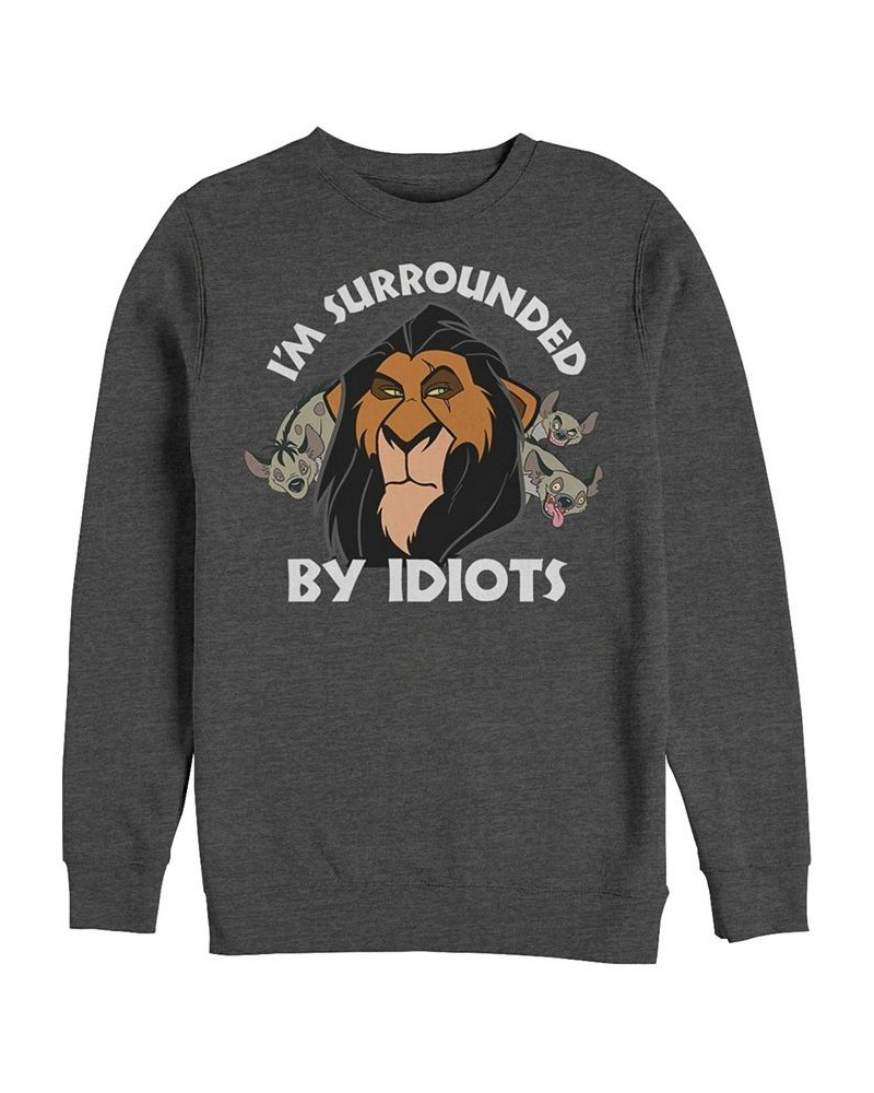 Disney Men's Lion King Scar Surrounded by Idiots, Crewneck Fleece Gray $27.50 Sweatshirt