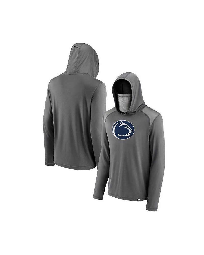 Men's Gray Penn State Nittany Lions Rally On Transitional Pullover Hoodie with Face Covering $27.25 Sweatshirt