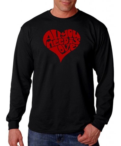 Men's All You Need Is Love Word Art Long Sleeve T-shirt Black $18.40 T-Shirts