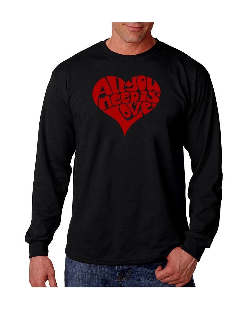 Men's All You Need Is Love Word Art Long Sleeve T-shirt Black $18.40 T-Shirts