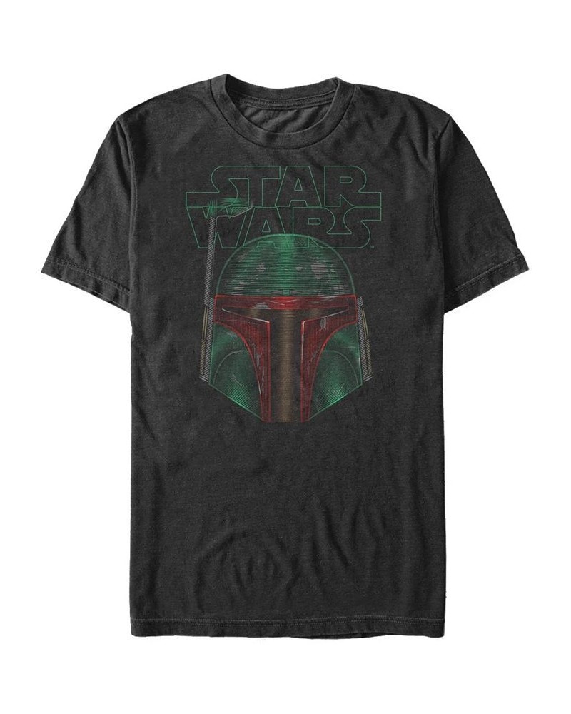 Men's Pin Line Boba Fett Short Sleeve Crew T-shirt Black $19.24 T-Shirts