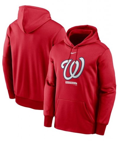 Men's Red Washington Nationals Logo Therma Performance Pullover Hoodie $46.79 Sweatshirt