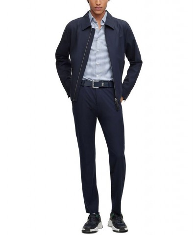 BOSS Men's Regular-Fit Checked Performance-Stretch Fabric Shirt Blue $70.56 Shirts