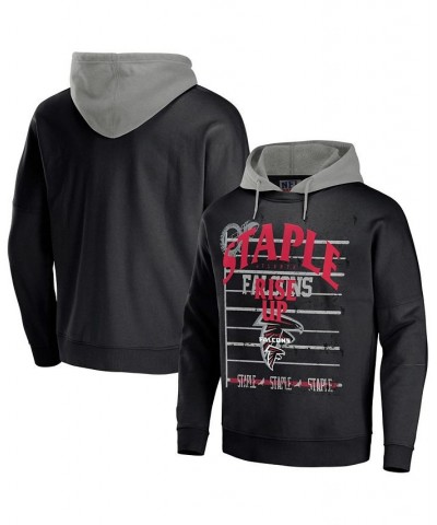 Men's NFL X Staple Black Atlanta Falcons Oversized Gridiron Vintage-Like Wash Pullover Hoodie $36.50 Sweatshirt