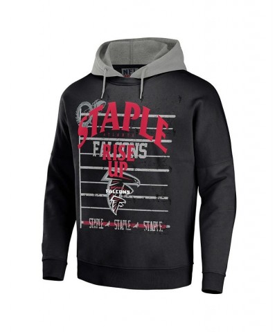 Men's NFL X Staple Black Atlanta Falcons Oversized Gridiron Vintage-Like Wash Pullover Hoodie $36.50 Sweatshirt