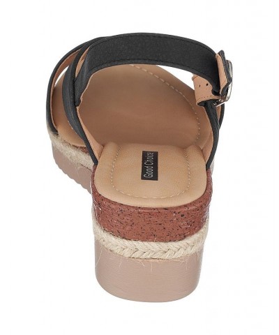 Women's Gini Wedge Sandals Black $31.50 Shoes