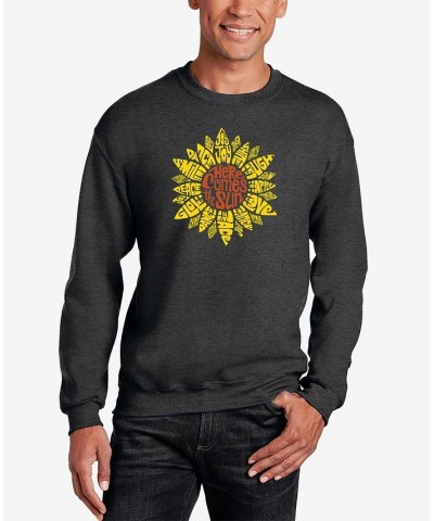 Men's Sunflower Word Art Crew Neck Sweatshirt Gray $24.00 Sweatshirt