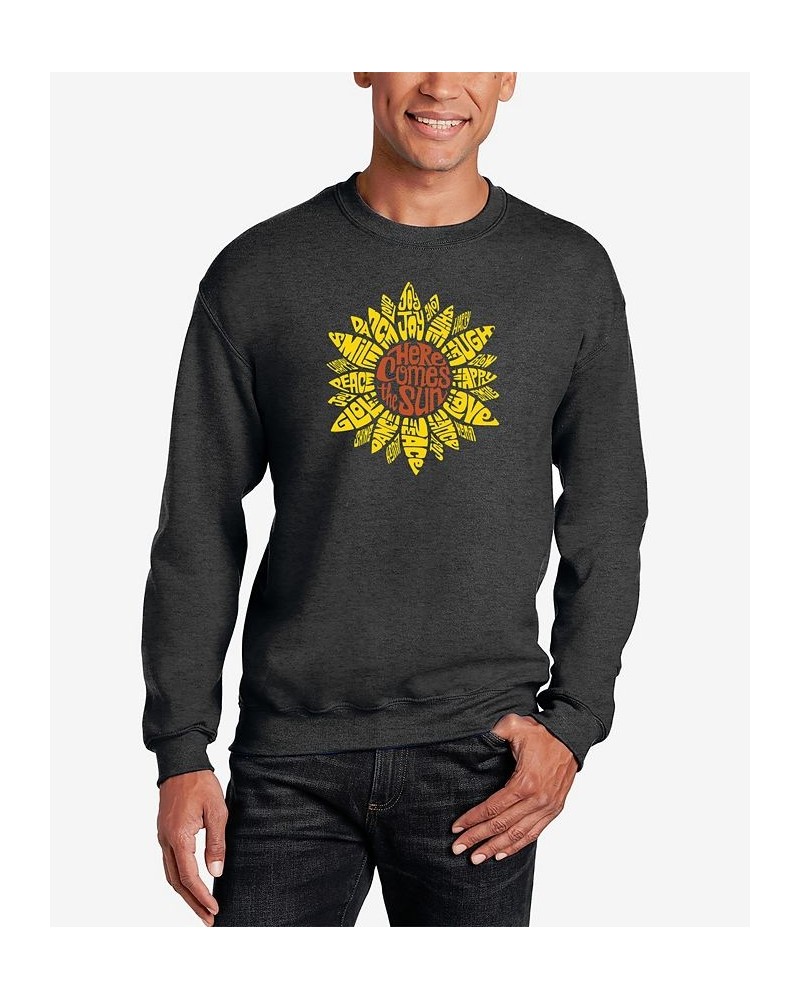 Men's Sunflower Word Art Crew Neck Sweatshirt Gray $24.00 Sweatshirt