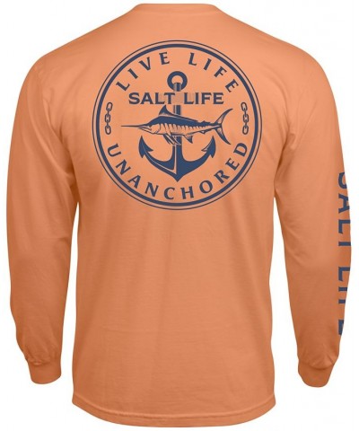 Salt Live Men's Live Life Unanchored Long-Sleeve T-Shirt Orange $21.24 T-Shirts