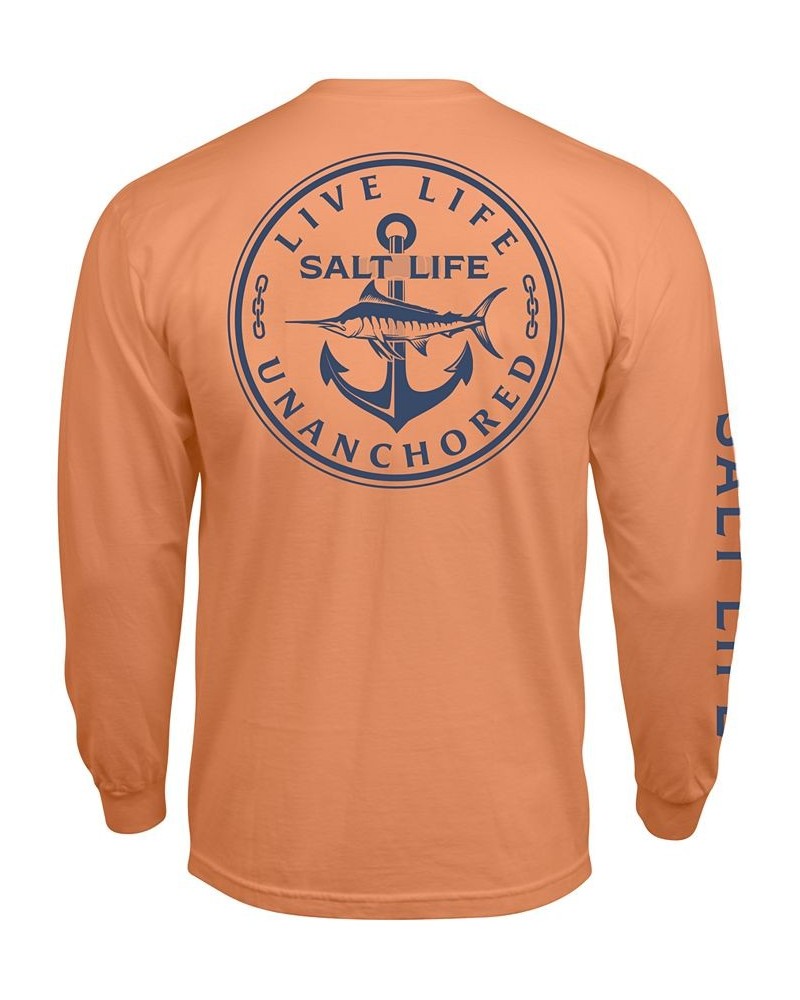 Salt Live Men's Live Life Unanchored Long-Sleeve T-Shirt Orange $21.24 T-Shirts