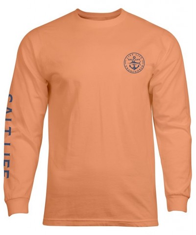 Salt Live Men's Live Life Unanchored Long-Sleeve T-Shirt Orange $21.24 T-Shirts