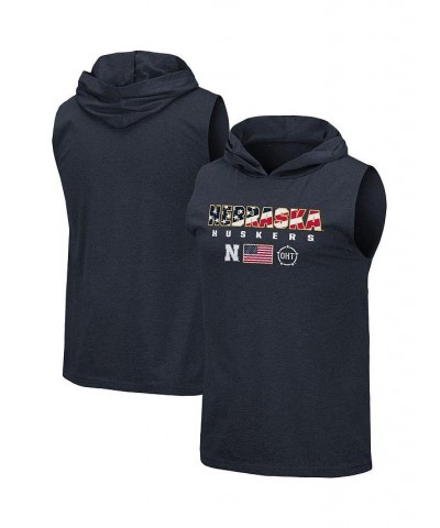 Men's Navy Nebraska Huskers OHT Military-Inspired Appreciation Americana Hoodie Sleeveless T-shirt $26.99 T-Shirts