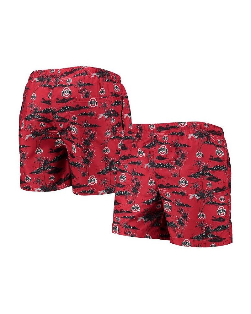 Men's Scarlet Ohio State Buckeyes Island Palm Swim Trunks $23.50 Swimsuits