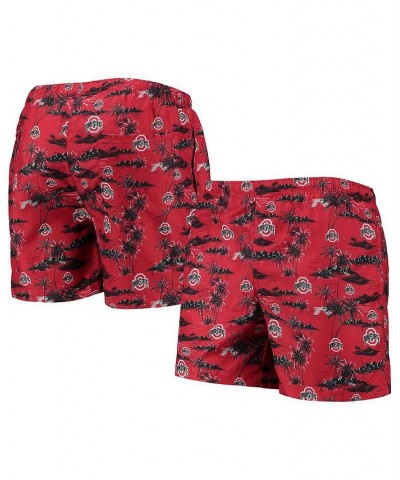 Men's Scarlet Ohio State Buckeyes Island Palm Swim Trunks $23.50 Swimsuits