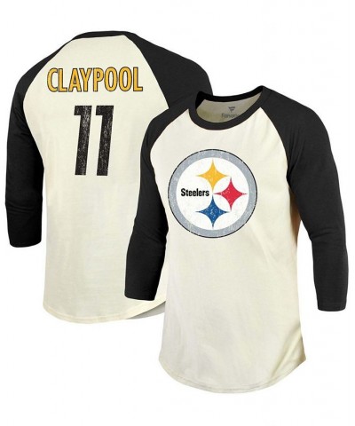 Men's Chase Claypool Cream, Black Pittsburgh Steelers Player Raglan Name Number 3/4 Sleeve T-shirt $26.21 T-Shirts