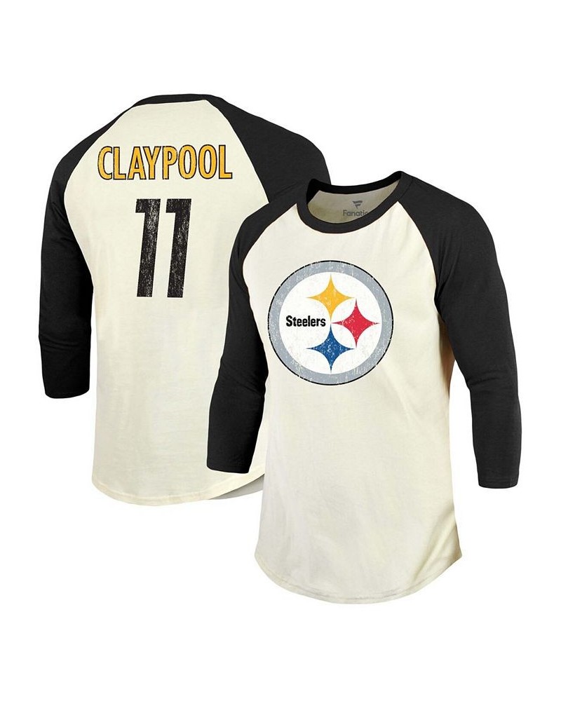 Men's Chase Claypool Cream, Black Pittsburgh Steelers Player Raglan Name Number 3/4 Sleeve T-shirt $26.21 T-Shirts