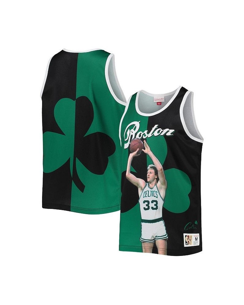 Men's Larry Bird Kelly Green and Black Boston Celtics Sublimated Player Tank Top $51.29 T-Shirts