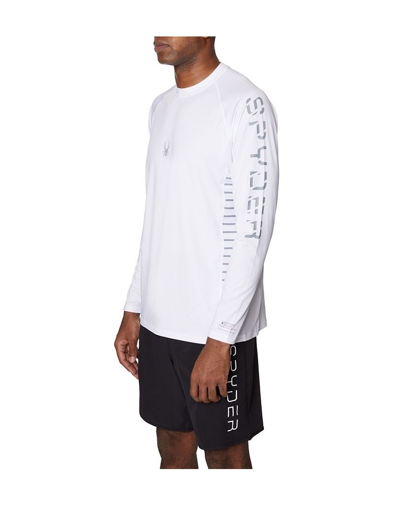 Men's Long-Sleeve Raglan Logo Swim T-Shirt White $26.55 Swimsuits