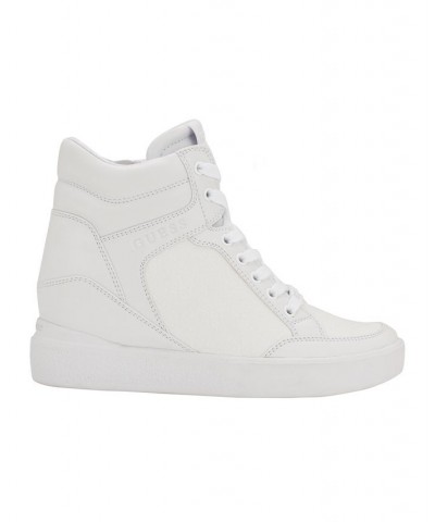 Women's Blairin Logo Hidden Wedge Lace-up Sneakers White $49.50 Shoes