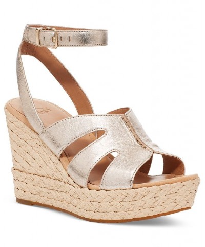 Women's Careena Ankle-Strap Espadrille Platform Wedge Sandals Gold $54.60 Shoes