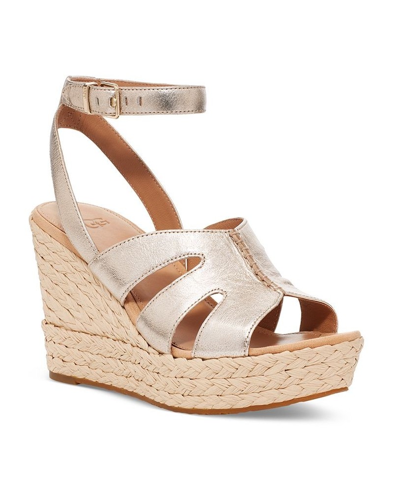 Women's Careena Ankle-Strap Espadrille Platform Wedge Sandals Gold $54.60 Shoes