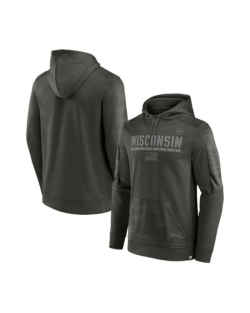 Men's Branded Olive Wisconsin Badgers OHT Military-Inspired Appreciation Guardian Pullover Hoodie $33.00 Sweatshirt