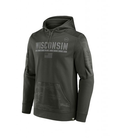 Men's Branded Olive Wisconsin Badgers OHT Military-Inspired Appreciation Guardian Pullover Hoodie $33.00 Sweatshirt