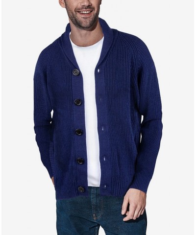 Men's Shawl Collar Cardigan Blue $45.76 Sweaters