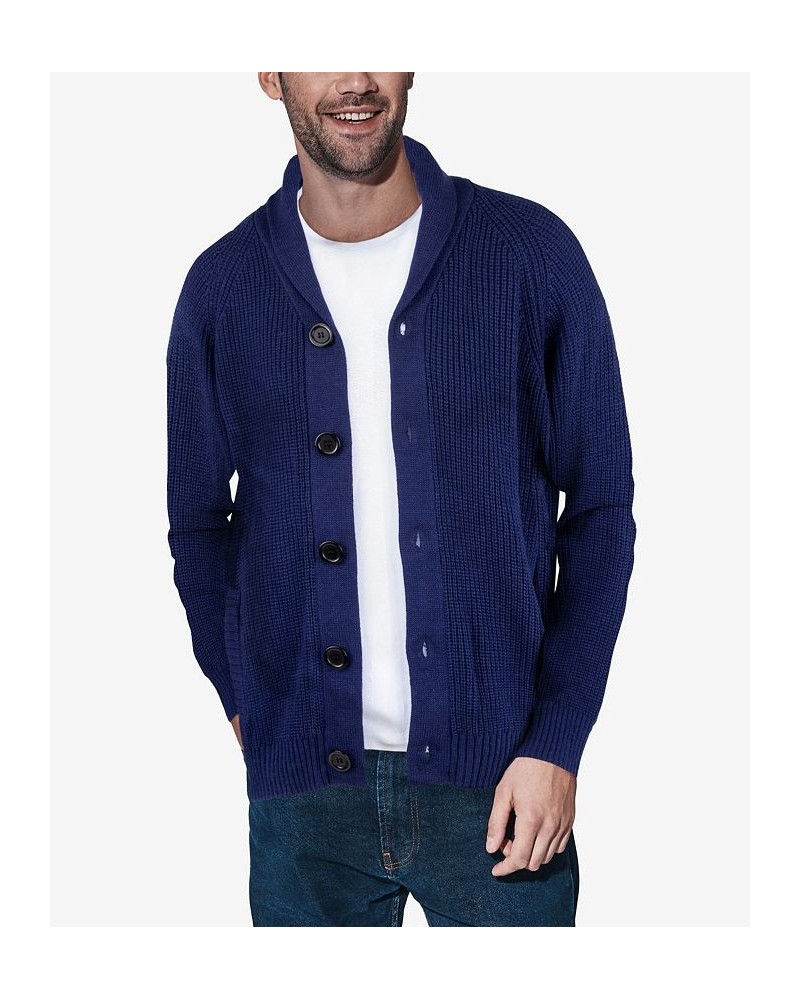 Men's Shawl Collar Cardigan Blue $45.76 Sweaters