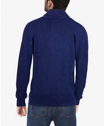 Men's Shawl Collar Cardigan Blue $45.76 Sweaters