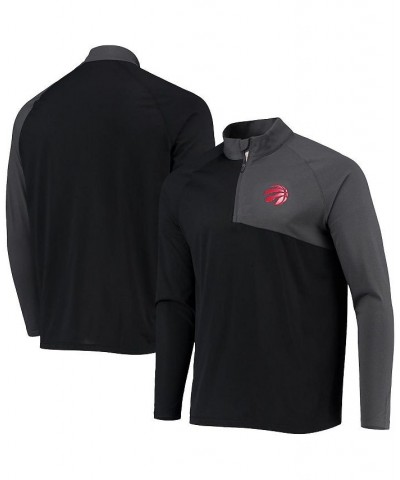 Men's Black, Charcoal Toronto Raptors Pinnacle Streak Raglan Quarter-Zip Jacket $32.34 Sweatshirt