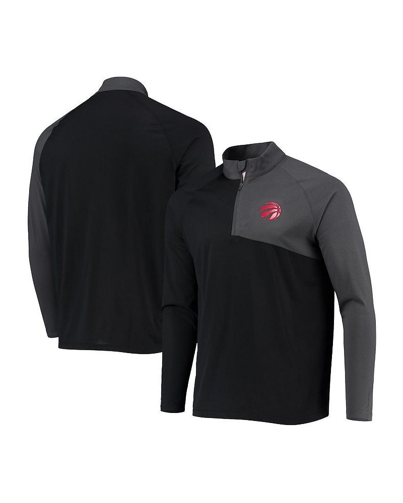 Men's Black, Charcoal Toronto Raptors Pinnacle Streak Raglan Quarter-Zip Jacket $32.34 Sweatshirt